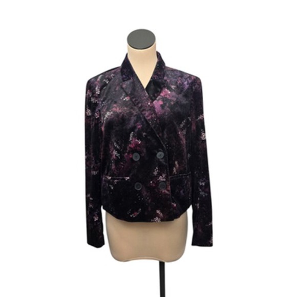 Scotch & Soda Blazer Womens Large Velvet Floral Double Breasted Jacket - Picture 1 of 10